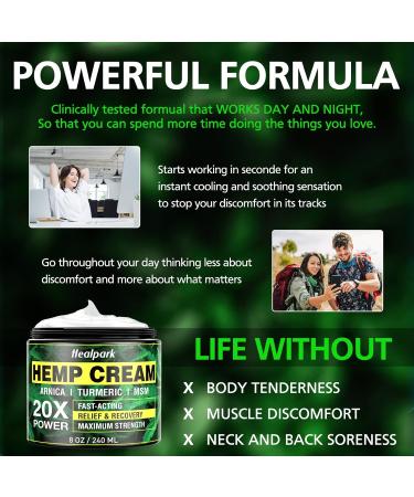 Buy Maximum Strength Natural Hemp Cream 8 fl oz - Arnica MSM Turmeric Emu Oil - Relieve Muscle & Joint Pain Worldwide - Buy Online on GoSupps.com