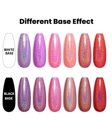 RARJSM Holographic Gel Nail Polish Set - Summer Glitter Colors Kit for Salon & Home Manicure - Rose Gold, Hot Pink, Red, Violet, Purple - 6PCS 7.5ML - Buy Online on GoSupps.com
