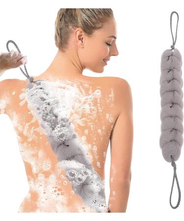 Sibba 1 PC Back Scrubber Shower Body Wash Sponge Loofah Bath Large Long Extended Puffs Stick Exfoliating Washing Removable Head Exfoliate Set Pack Mitts Soft Mesh Stretch Braided Strips Brush - Buy Online on GoSupps.com