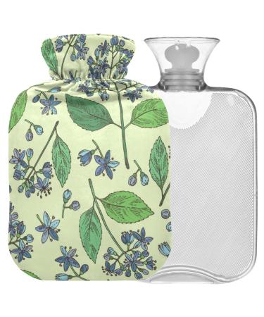NAANLE RETRO Leaves Flowers Heat bottle MITVATED transparent hot water bottle Handfoot Warmer Heading bags For pain relief heat and cold therapy 2L