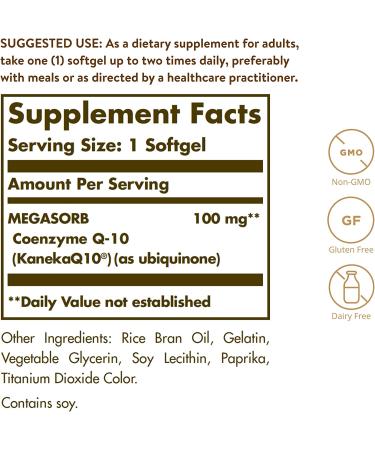 Solgar Megasorb CoQ-10 100 mg â€“ 60 Softgels for Heart Health & Energy Support - Buy Online on GoSupps.com
