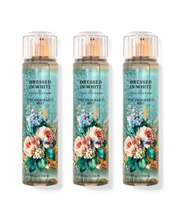 B&BW - Bath and Body - Dressed In White Fine Fragrance Mist 8 oz (Pack of 3)