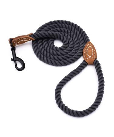 Mile High Life Braided Cotton Rope Leash with Leather Tailor Handle and Heavy Duty Metal Sturdy Clasp (Blue Green 4 FT) 48 Inch (Pack of 1) Blue Green