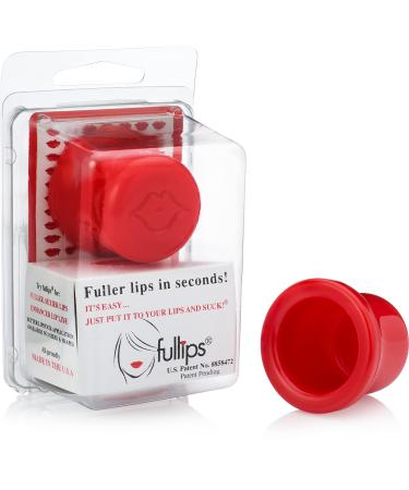 Fullips Lip Plumper Tool - Large Round with Bonus Small Oval Enlarger - Self Suction Plumping Device For Fuller Lips - Plump in Seconds - Natural Instant Lip Enhancement Kit - Red Plastic Plumpers