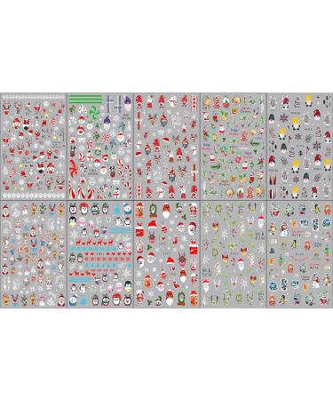 JMEOWIO 10 Sheets Christmas Nail Art Stickers Decals Self-Adhesive Snowflake Winter Holiday Cute Nail Supplies Nail Art Design Decoration Accessories - Buy Online on GoSupps.com