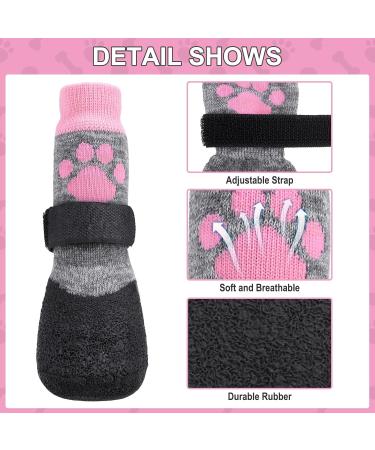 Cooltail Non-Slip Waterproof Dog Socks - Outdoor Shoes for Small Dogs with Pfot Protection & Belt Traction Control - Ideal for Hardwood Floors - Pink - Buy Online on GoSupps.com