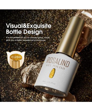 ROSALIND 6PCS White Black Gel Nail Polish Set with Silver Gold Glitter - Soak Off All Seasons Manicure Collection for Salon and Home DIY Nail Art - Buy Online on GoSupps.com