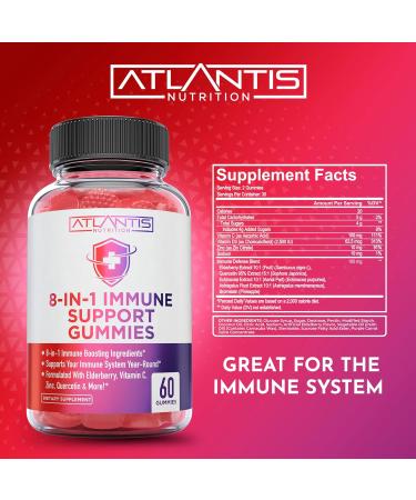 Atlantis Nutrition 8-in-1 Immune Support 60 Gummies + Testosterone Booster 2-Pack (120 Gummies) - Buy Online on GoSupps.com