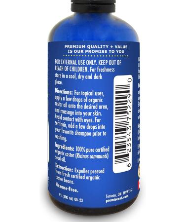 100ml (3.38oz) ORGANIC GOLDEN CASTOR Oil 100% Pure Certified For Hair Beard Moisturizes Softens Nourishes Skin Hair and Nails Made in Canada No Chemicals Cruelty Free Hexane free (100ml) 100 ml (Pack of 1) - Buy Online on GoSupps.com