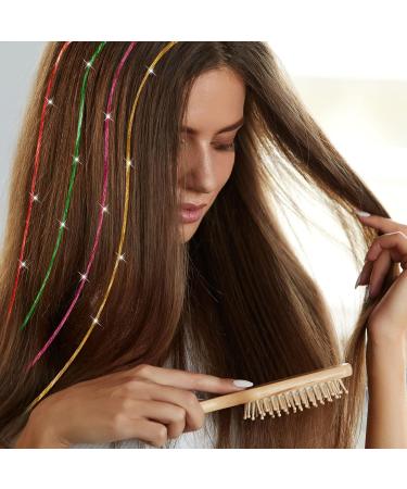 Xinzistar 14 Colors 2800 Strands Hair Tinsel Extension Kit Holographic Sparkle Hair Glitter Strands Rainbow Coloured Hair Extensions Fairy Dazzle Hair Extension for Festival Women Girls Kids Party - Buy Online on GoSupps.com