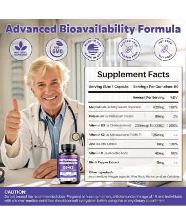 Magnesium Potassium Vitamin D3 K2 10000IU Supplement and Liver & Kidney Cleanse Detox & Repair Support Supplement - Buy Online on GoSupps.com