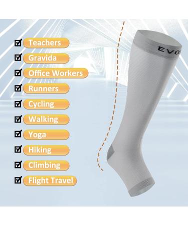 Buy Medical Knee High Wide Calf Compression Socks for Varicose Veins - 20-30 mmHg Support Hose for Women & Men - Toeless XL Gray Relief for Circulation & Swelling - Buy Online on GoSupps.com