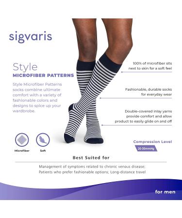 Buy SIGVARIS Men's Microfiber Patterns 830 Closed Toe Calf-High Socks 20-30mmHg - Royal Blue Argyle - Medium Long | International Shipping - Buy Online on GoSupps.com