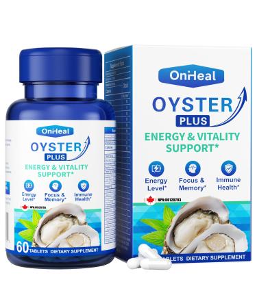 Premium Oyster Supplement - Contains Oyster Powder 100% natural oyster extract rich in zinc and minerals 500mg boosts immunity and energy Oyster Supplement for Men and Women 60 tablets (OH-ML)