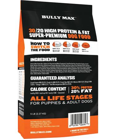 Bully Max High Performance Super Premium Dog Food - 535 Calories Per Cup for Muscle Size & Growth - 15 lb Pack - All Ages (Puppies & Adults) - Buy Online on GoSupps.com