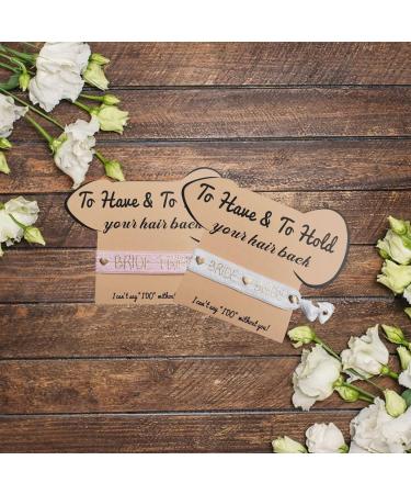 Bachelorette Party Hair Ties - 14 Pack Pink and White Hair Accessories for Bride and Bridesmaids - Bridal Shower and Wedding Decorations - Rose Gold Hair Bands - Buy Online on GoSupps.com