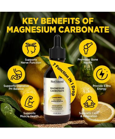 Magnesium Carbonate 500mg Liquid Drops High Absorption Supplement with Vitamin C D3 K2 B6 B12 Zinc for Digestive System Health Nerve & Muscle Function Vegan Non-GMO Lemon Flavor 2 FL OZ - Buy Online on GoSupps.com