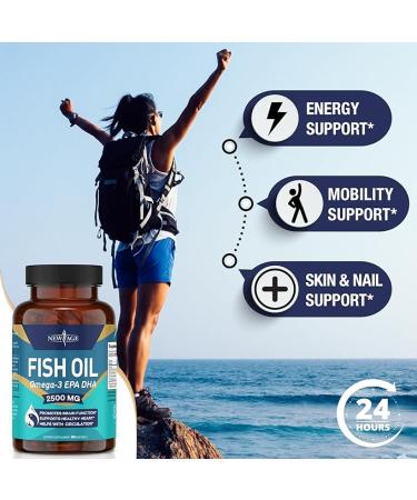 NEW AGE Omega 3 Fish Oil 2500mg Supplement Immune & Helath Support â Promotes Joint  Eye & Skin Health - Non GMO - EPA  DHA Fatty Acids Gluten Free (90 Softgels (Pack of 1)) - Buy Online on GoSupps.com