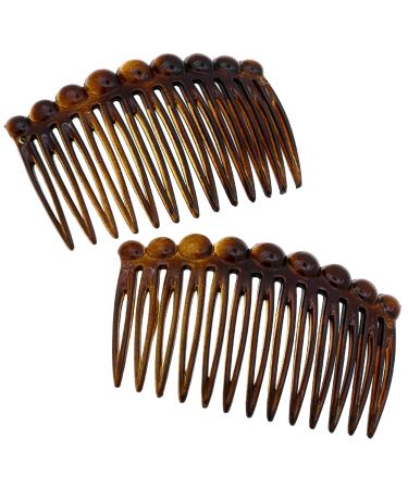 Camila Paris CP33/2 French Hair Side Comb Small Tortoise Shell French Twist Hair Combs Decorative, Strong Hold Hair Clips for Women Bun Chignon Up-Do Styling Girls Hair Accessories, Made in France