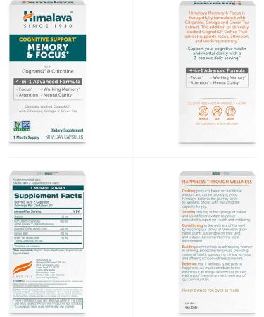 Himalaya Memory & Focus Herbal Supplement - Supports Cognitive Function Attention Vegan - 60 Capsules - Buy Online on GoSupps.com
