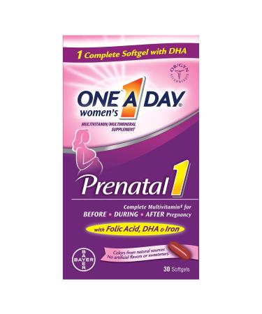 One-A-Day Prenatal 1 with DHA & Folic Acid Softgels 30 ea (Pack of 6)