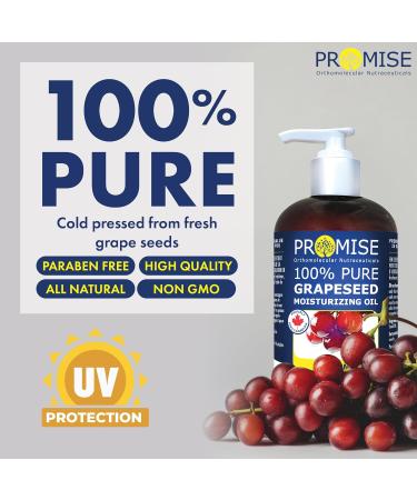 270ml (9oz) PURE GRAPESEED Oil 100% Pure Moisturizes & Nourishes Hair Face and Skin Cold Pressed + UV Protected Non GMO Made in Canada (270ml) 270 ml (Pack of 1) - Buy Online on GoSupps.com
