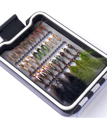 Buy Bassdash Fly Fishing Flies Set - 33PCs Trout & Bass Flies with Fly Box | Dry Wet Nymphs Streamers Popper - International Shipping Available - Buy Online on GoSupps.com