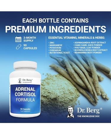 Dr. Berg s Adrenal & Cortisol Formula - Supplement for Hormone Balance Stress & Focus - Support for Healthy Adrenal Gland - Vegetarian Ingredients 90 Capsules - Buy Online on GoSupps.com