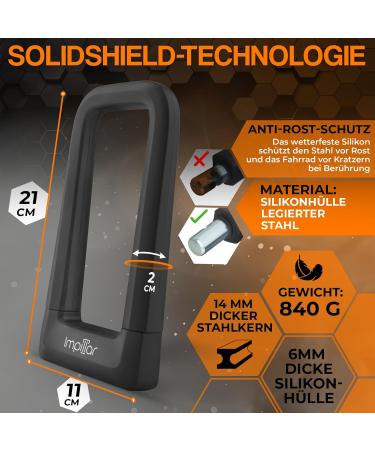 Impillar High Security Bike Lock for E-Scooter E-Bike Roller & Motorcycle | Light Bracket Lock with 1.2m Cable - Ideal for Children & Adults - Buy Online on GoSupps.com