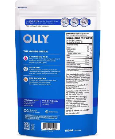 OLLY Glowing Skin Collagen Gummy with Hyaluronic Acid & Sea Buckthorn - Berry Chewable Supplement (120 Gummies) - Buy Online on GoSupps.com