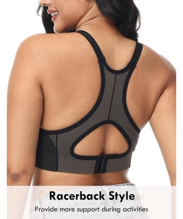 HOFISH Women's Padded Pumping Sports Bra - Medium Support Racerback for Yoga Exercise - Black/Cameo - Buy Online on GoSupps.com