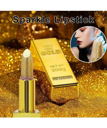Gold Bar Design Sparkle Lipstick - Waterproof & Long-Lasting Cosmetics 3.5g - Buy Online on GoSupps.com