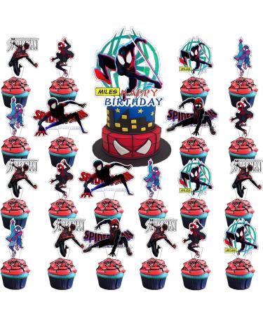 25Pcs Cake Toppers for Spiderman Spiders Birthday Party Supplies Spiders Theme Party Cupcake Decorations (F) - Buy Online on GoSupps.com