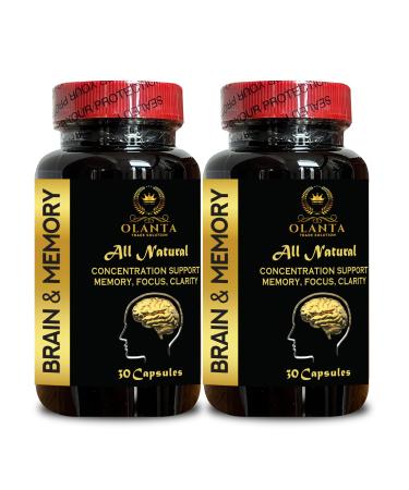 OLANTA TRADE SOLUTION Brain Memory Support - Brain Health Supplements for Memory Clarity & Focus Supplement for Adults Brain Pills Vitamin Memory Recall - 2 Bottles 60 Capsules