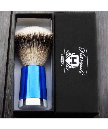 Shop Haryali London Hand Assembled Men's Shaving Brush - Blue Handle & Pure Silver Tip Badger Hair - Buy Online on GoSupps.com