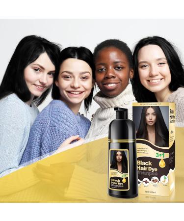 Black Hair Dye Shampoo - Instant Gray Hair Coverage | 3-in-1 Herbal Color Shampoo for Men & Women | Long Lasting 500ml - Buy Online on GoSupps.com