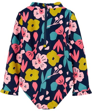 Simple Joys by Carter's Baby Girls' Long Sleeve Zipper One Piece Swimsuit 3 Years Navy Floral - Shop Now - Buy Online on GoSupps.com