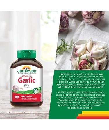 Jamieson Odourless Garlic 500mg 300 Softgels - Buy Online on GoSupps.com
