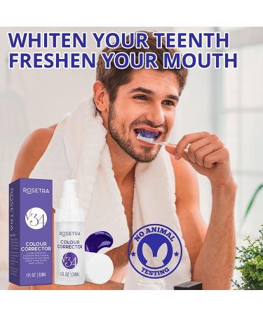 ROSETRA V34 Purple Teeth Whitening Colour Corrector - Tooth Stain Removal Booster - Toothpaste for Colour Correcting Teeth (1 Fl Oz) - Buy Online on GoSupps.com