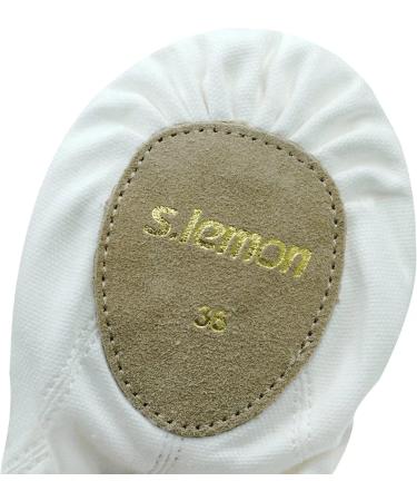 Buy s.lemon Canvas Ballet Shoes - Split Leather Sole Ballet Slippers (40 EU White) | International Shipping Available - Buy Online on GoSupps.com