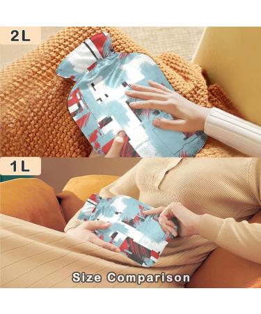 Naanle Hot Water Bottle with Cover - Black Red Karo 1L Heat Bottle for Back Pain Relief & Cold Therapy - Buy Online on GoSupps.com