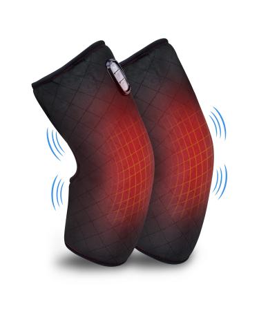 Comfier Heated Knee Brace Wrap with Massage,Vibration Knee Massager with Heating Pad for Knee, Leg Massager, Heated Knee Pad for Stress Relief (Large Size-Black) 1 Count (Pack of 1)