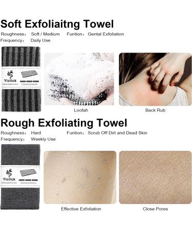 Yiclick 2 Pack Exfoliating Washcloth Towel - Korean Japanese African Body Scrubber Loofah Sponge - Shower Bath Exfoliator Rag - Buy Online on GoSupps.com