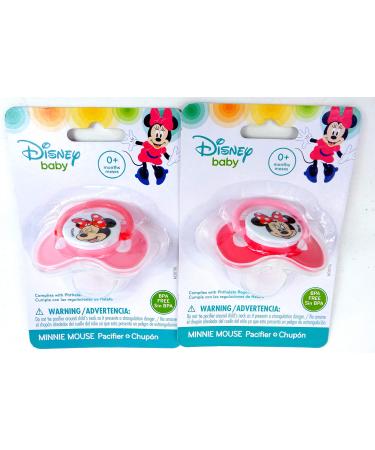 Disney Minnie Mouse pacifire w/Nipple Cover (Set of 2 Red & Pink)