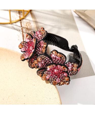 Rhinestone Hair Clip 4-Pack for Women Rhinestone Flower Hairpin Set for Girls Hair Claws and Bun Holders - Buy Online on GoSupps.com
