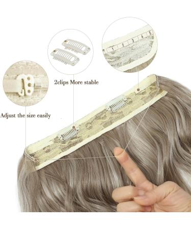 Ms TAj Hair Extensions Ash Blonde Halo Hair Extensions 12 inch with Adjustable Size Removable Clips Invisible Secret Synthetic Curly Hairpiece for Women 12 Inch Ash Blonde - Buy Online on GoSupps.com