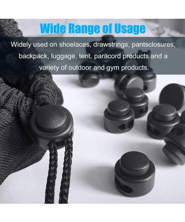 AQRINGO Plastic Cord Locks Double Hole Spring Toggle Stopper - 10Pcs Black | For Shoelaces, Drawstrings, Paracord, Bags, Clothing & More - Buy Online on GoSupps.com
