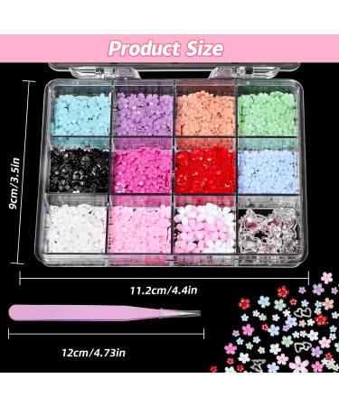 3D Tiny Flower Nail Charms - Pink & Colorful Acrylic Nail Gems for Art | Butterfly & Heart Nail Accessories with Pickup Tool - Buy Online on GoSupps.com