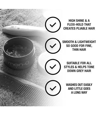 men-u DEFINE & SHINE Pomade 100ml - Medium Hold, High Shine, Grey Hair Toning, Easy Wash Out - Buy Online on GoSupps.com