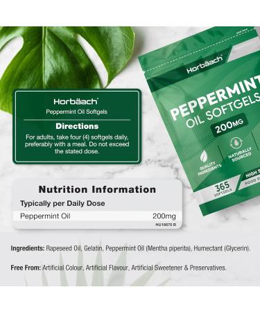 Peppermint Oil Capsules 200mg | 365 Softgels | Digestion Supplement | Pure Peppermint Essential Oil - Buy Online on GoSupps.com